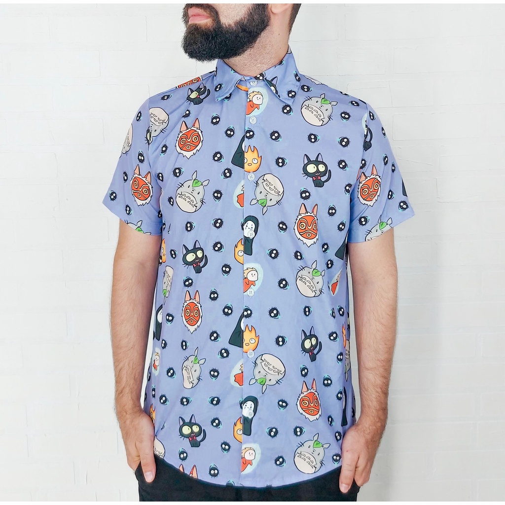 Camisa blusa social unissex universo Studio Ghibli Slim