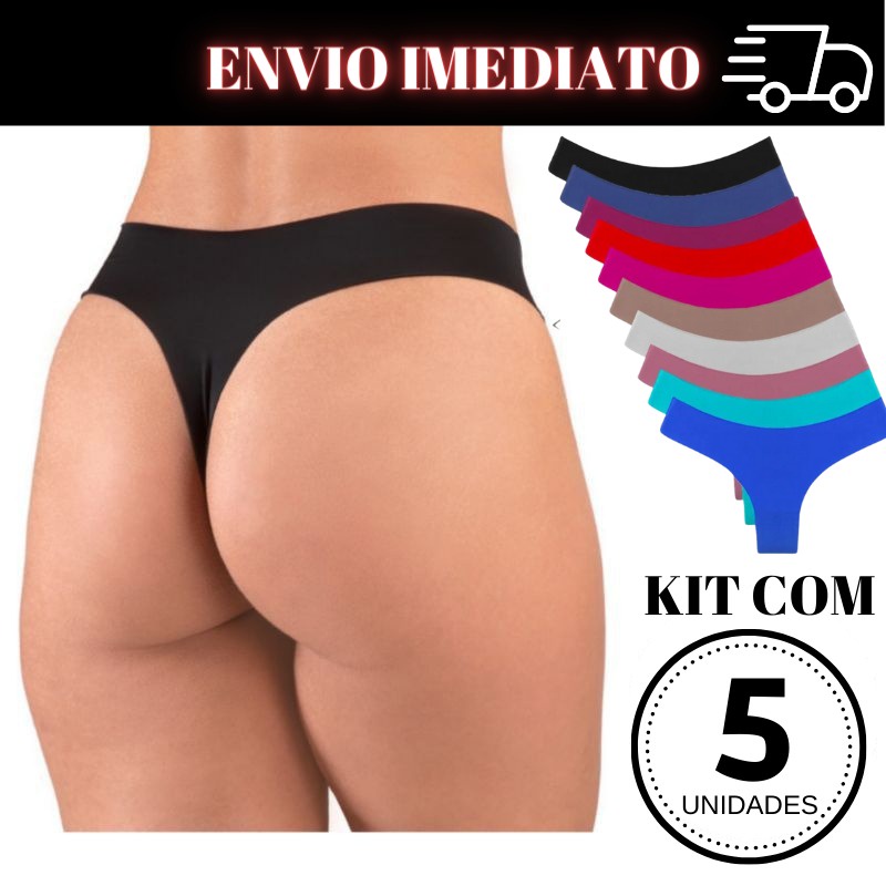 Kit 10 Calcinha Tanga Sem Costura Corte a Laser Moda Íntima QLC SPORT