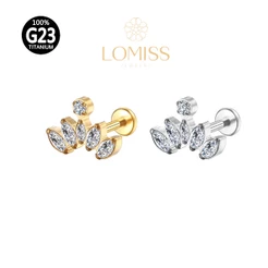 Piercing Helix Conch Labret Titânio PVD 6 Zircônia《Lomiss semijoias》