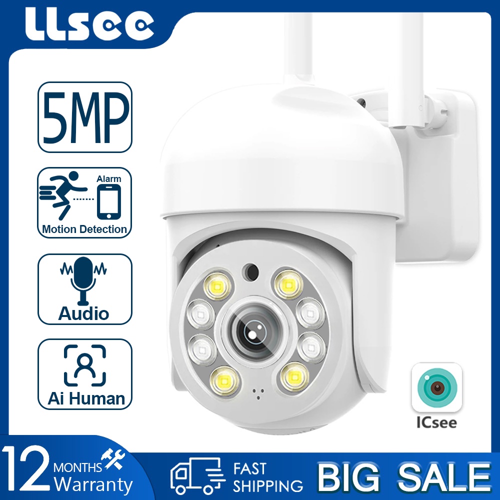 LLSEE icsee HD 5MP Câmera De Rede Sem Fio wifi IP IP66 À Prova D'água Doméstica Externa Uso CCTV Visão Noturna Infravermelha Alarme Inteligente