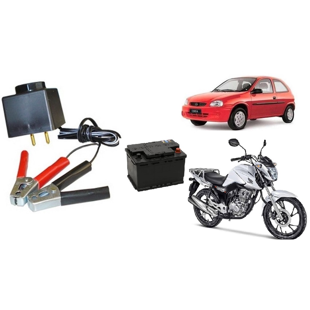 Carregador Bateria Lâmpada 12v Bivolt Carro Moto Jets preto