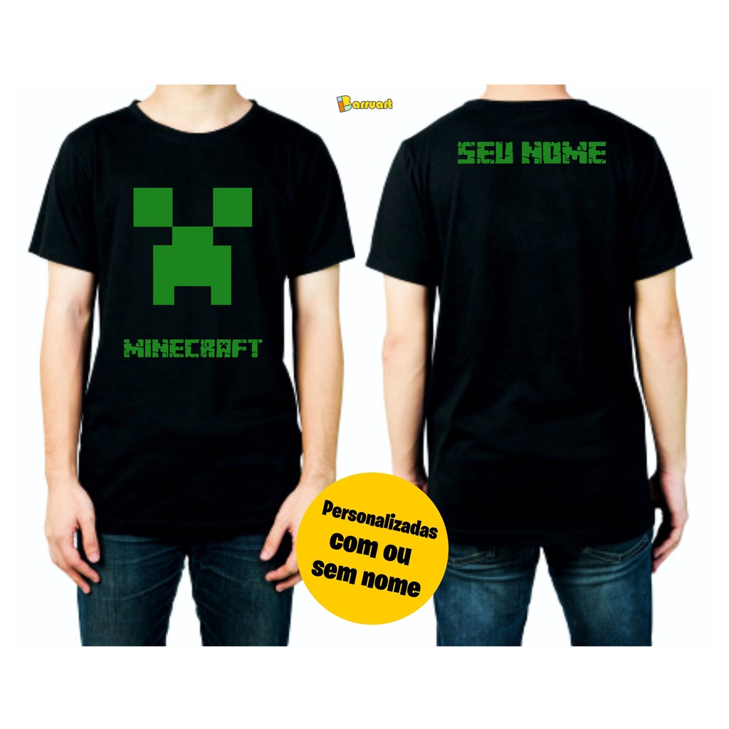 Camiseta Jogo Creeper Minecraft personalizada com nome