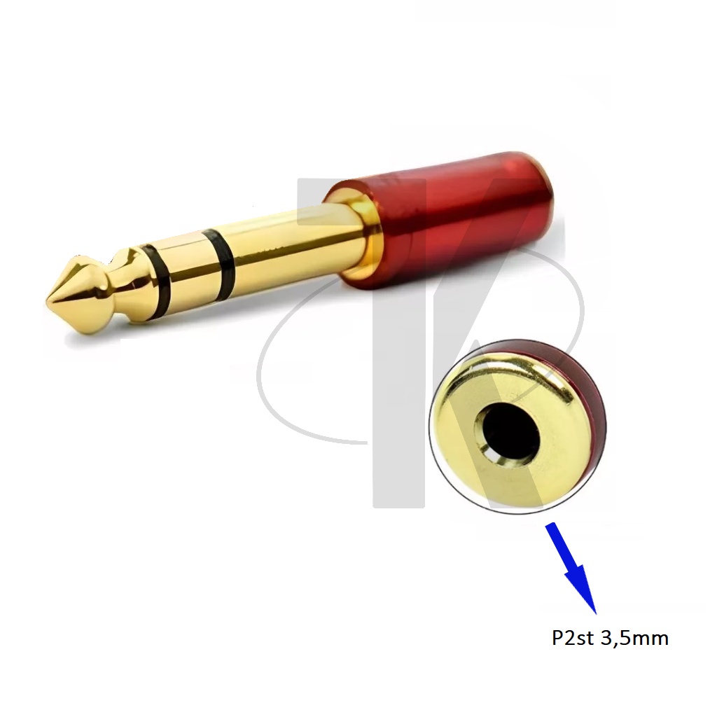 Plugue Adaptador P2 St / P10 St --- Santo Angelo -- Ouro 18k