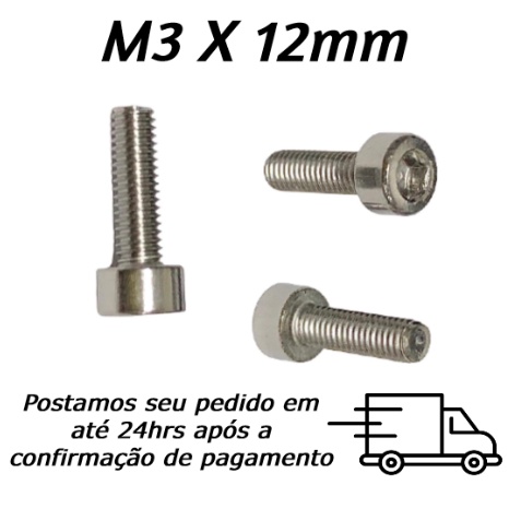Parafuso Allen Cabeça Cilíndrica M3 X 12mm Inox
