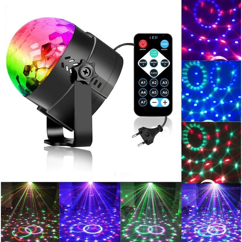 Luminaria Globo Mini Rotativo Rgb Led Party Light Luzes Giratórias em Oferta na Shopee