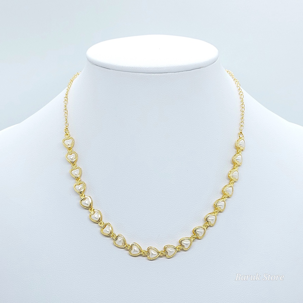 Choker Coração Pérola Folheado Ouro Choker Feminino Dourado