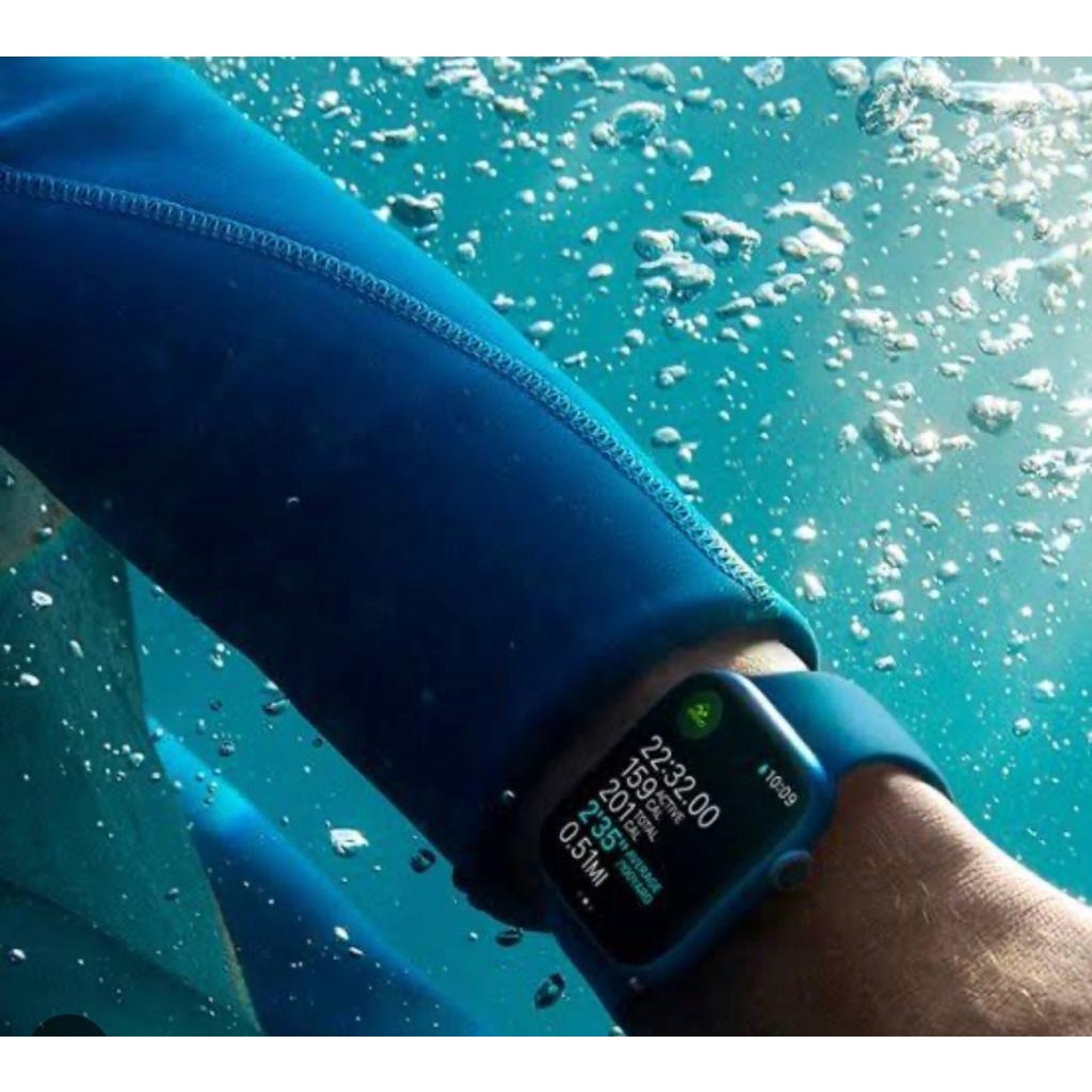 Apple Watch Series 7 GPS + Cellular, 45mm Gold Stainless Steel with Abyss Blue Sport Band (Lacrado na Caixa)