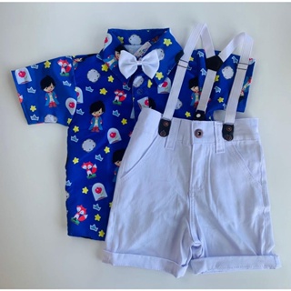 Conjunto PEQUENO PRINCIPE MORENO tematico infantil menino bermuda e camisa gravata em Oferta na Shopee