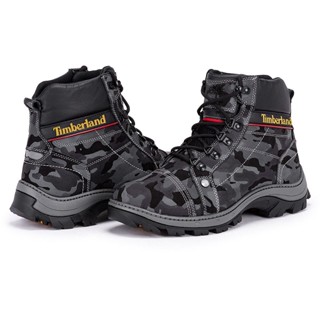 Bota Original Timberland Masculina Confortável Couro palmilha a Gel Camuflada Impermeável.