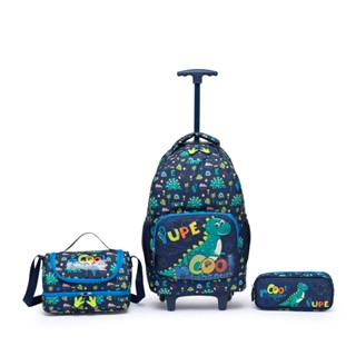 Mochila Infantil de Rodinha com Lancheira + Estojo Escolar Estampados