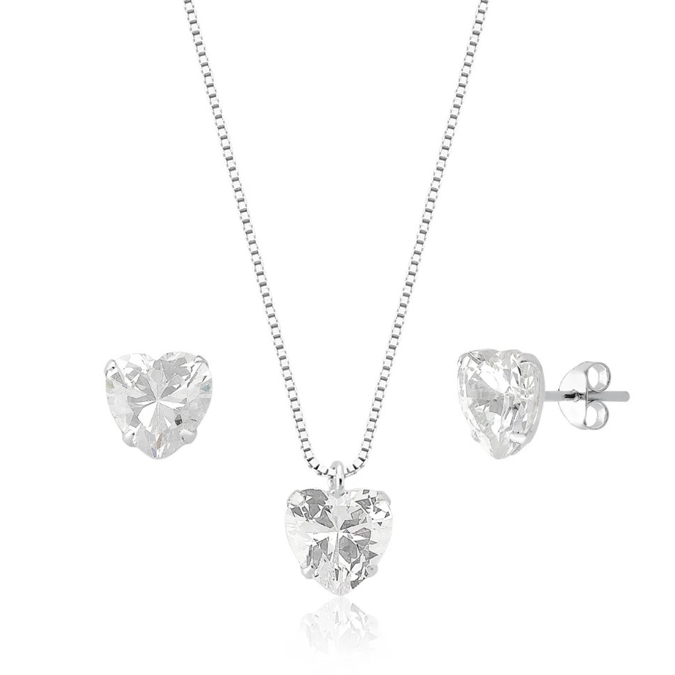 Conjunto Colar e Brinco 50cm Prata 925 em Oferta na Shopee