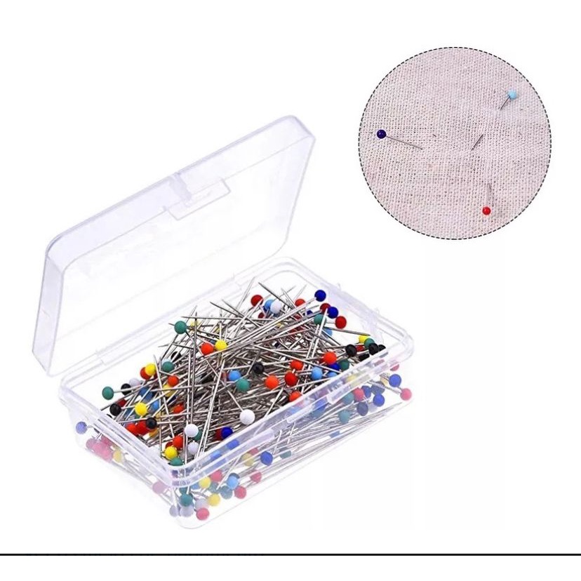 100 Alfinetes Cabeça Vidro Inox Fino - PROMOÇÃO em Oferta na Shopee