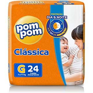 Fralda pom pom clássica jumbo G 24 unidades