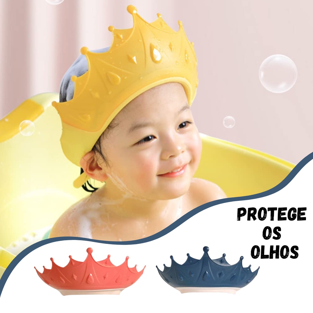 Touca Chapéu Para Banho Bebê Ajustável Anti Shampoo Protetor De Olhos e Ouvidos