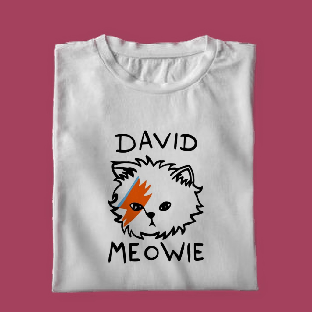 Camiseta David Bowie David MEOWIE CAT Gatinho
