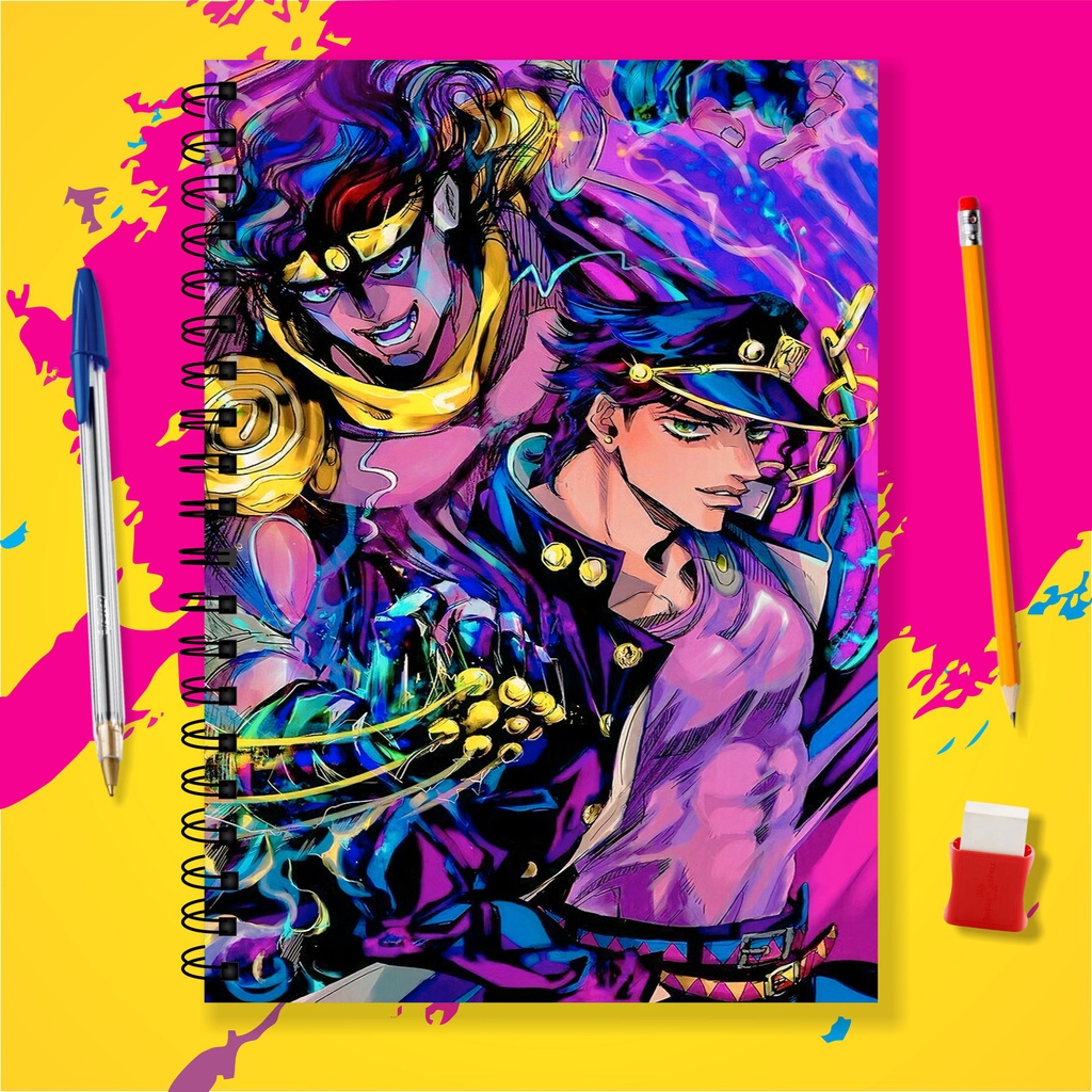 Caderno Universitário Personalizado Anime JoJo's Bizarre Adventure 1matéria 96fls, 5 matérias 120fls, 10 matérias 180fls