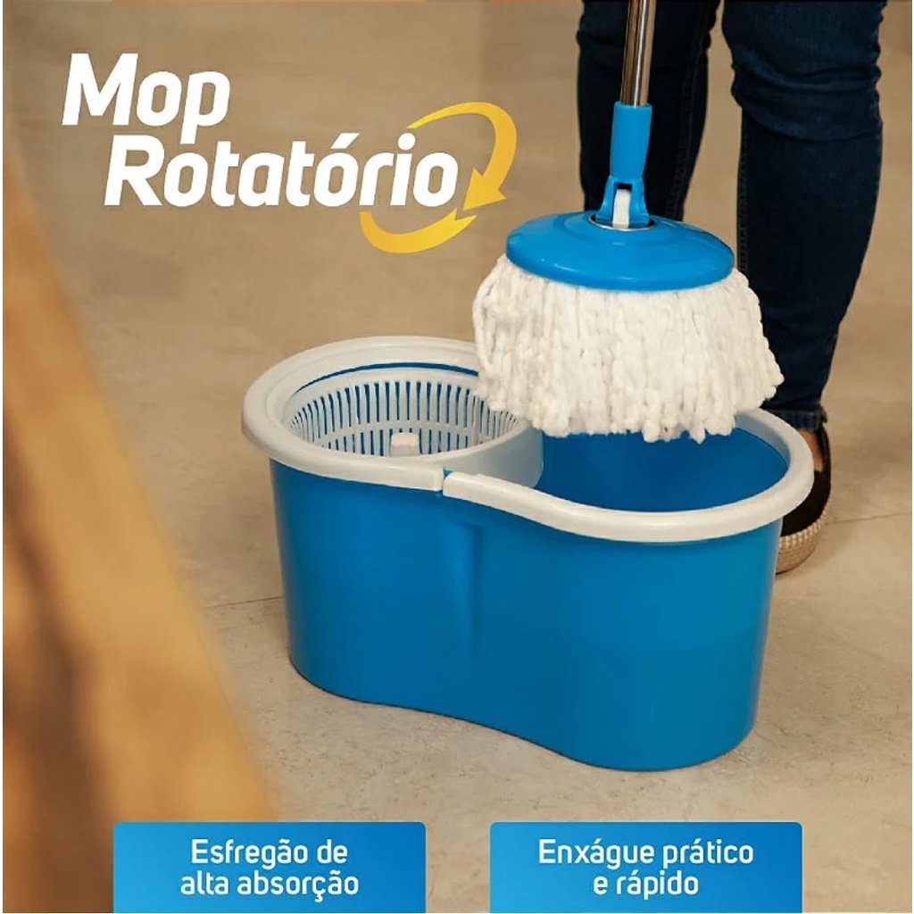 Esfregão Mop Rotatório 360º Limpeza - Nobre