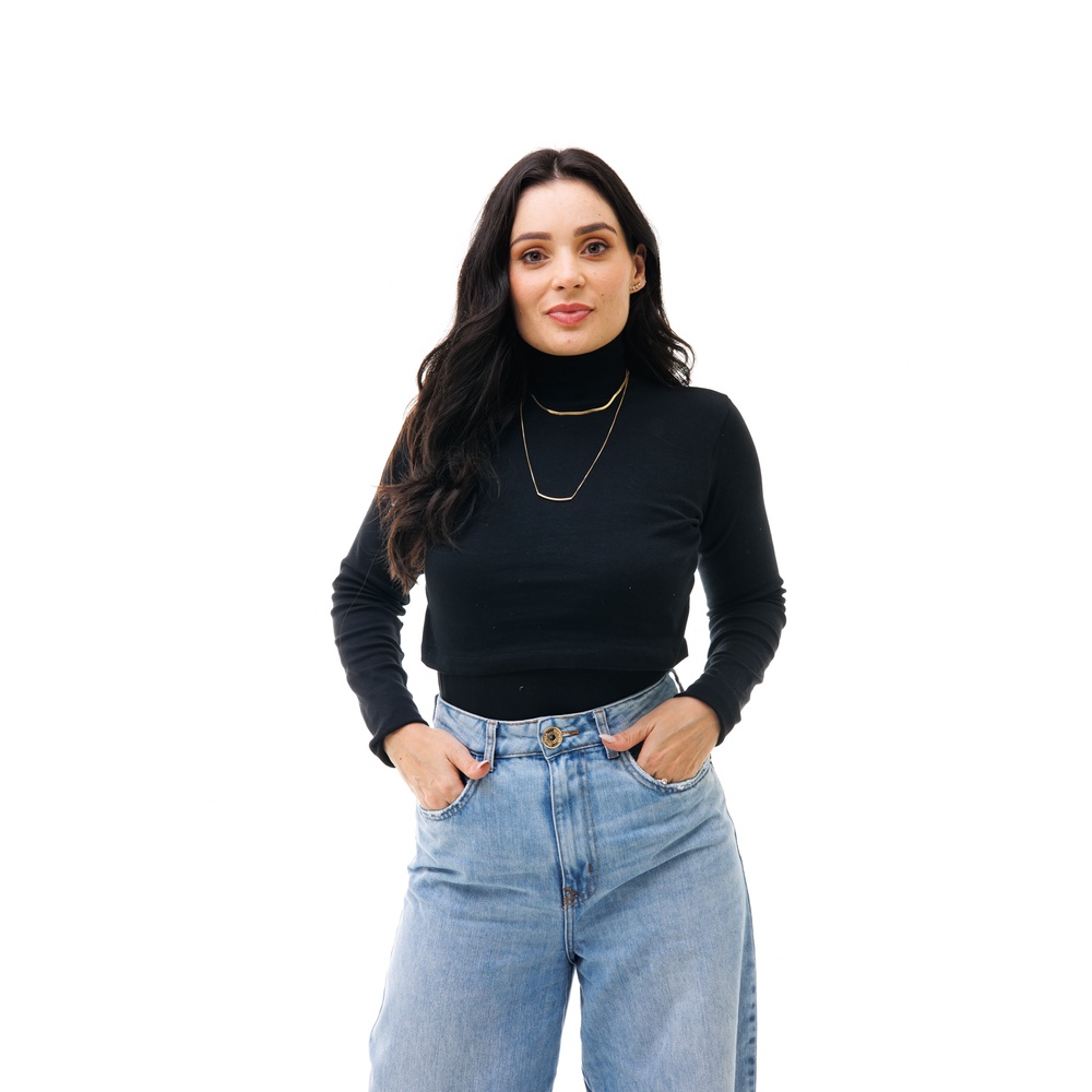 Blusa Gola Alta Manga Longa Amamentação Várias Cores em Oferta na Shopee