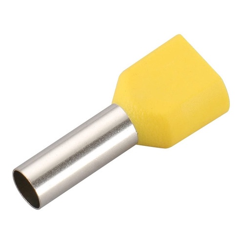 100 X Terminal Conector Tubular Ilhós Duplo 6,0mm Amarelo