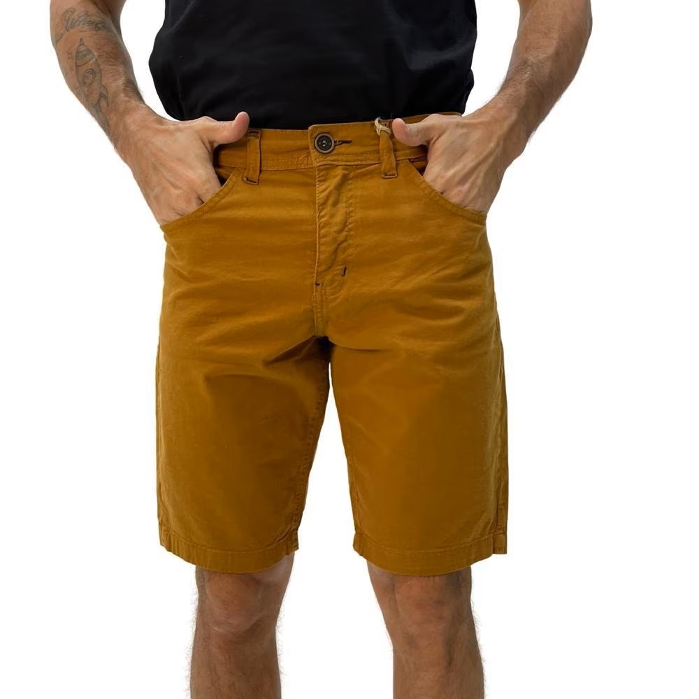 Bermuda masculina colorida sarja com lycra plus size algodão com elastano Marrom Vinho e Preta