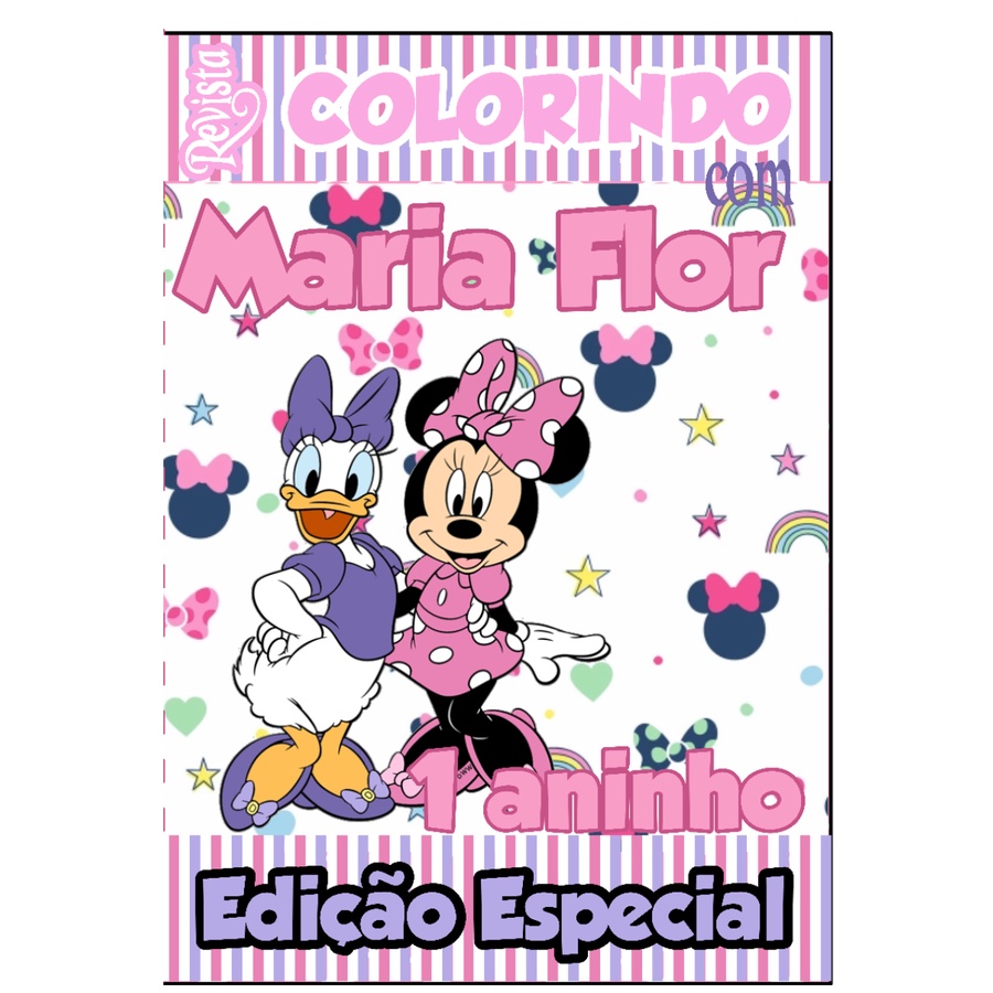 Livro De Colorir Personalizado / Revistinha de Colorir - Tema: Minnie e Margarida