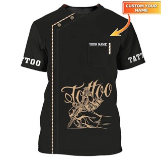 Camiseta Tatuador Personalizado Nome 3D Estampa 3D Unissex Harajuku Lazer Esportes Manga Curta Blusa