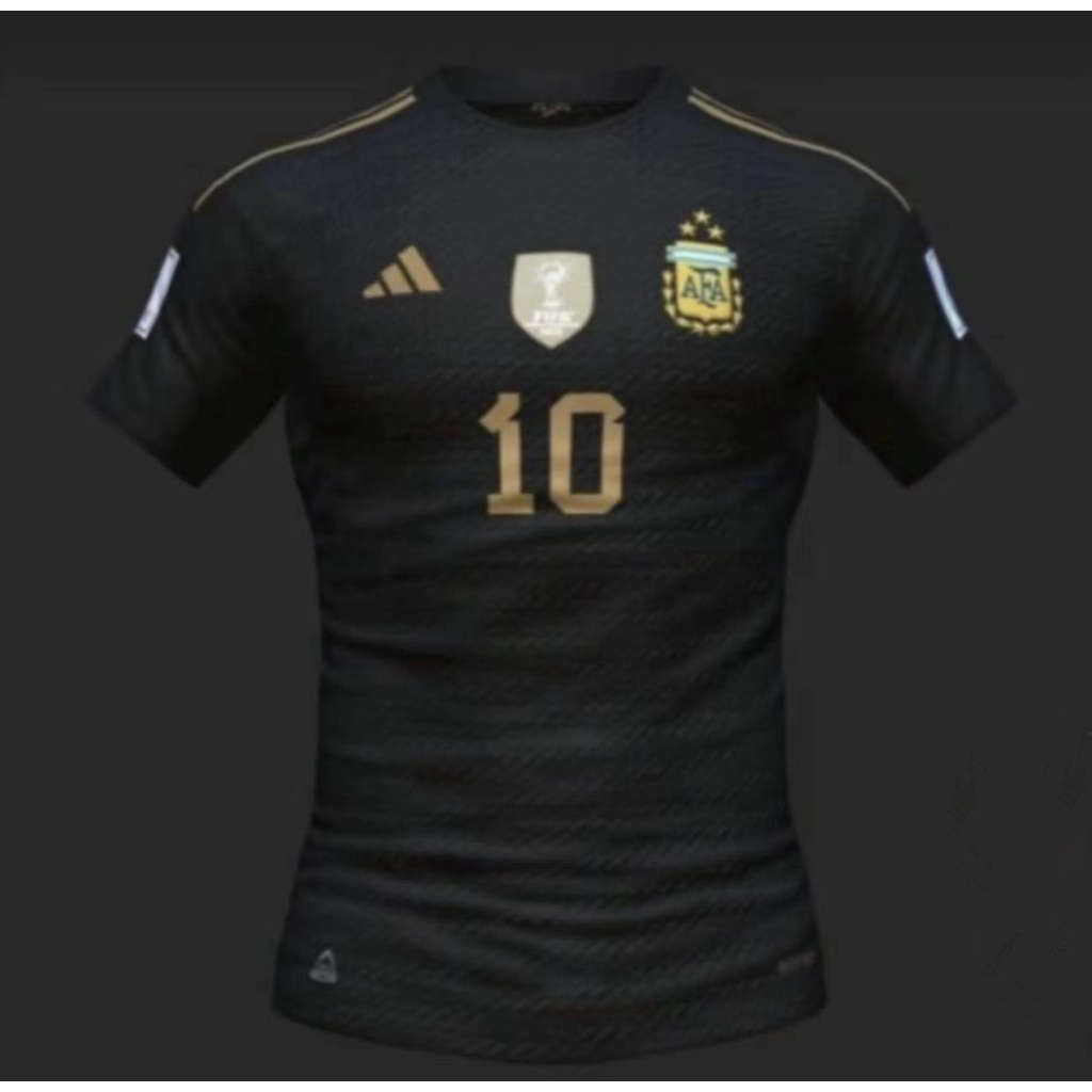 Nova 2023/2024 Argentina Preto Dourado Camisa Preta Jogador Versão Alta