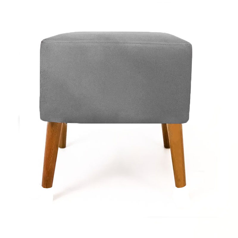 Puf Puff Marrocos Quadrado Suede Cinza 4 Pés Castanho