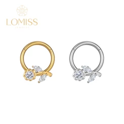 Piercing Orelha Nariz Argola Aço Cirúrgico PVD Clik Flor Zircônia《Lomiss semijoias》