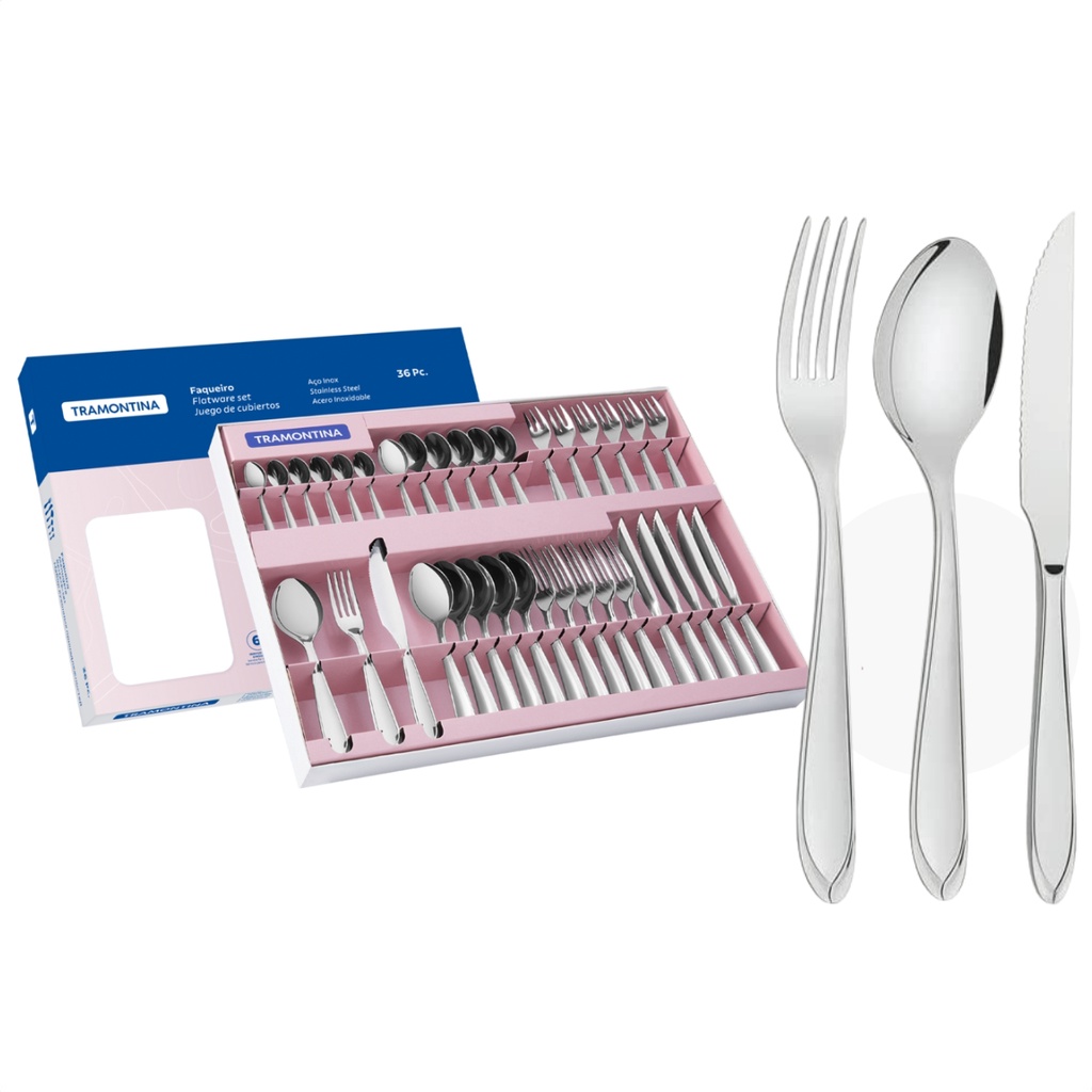 Faqueiro Aço Inox 36 Peças Laguna Tramontina em Oferta na Shopee