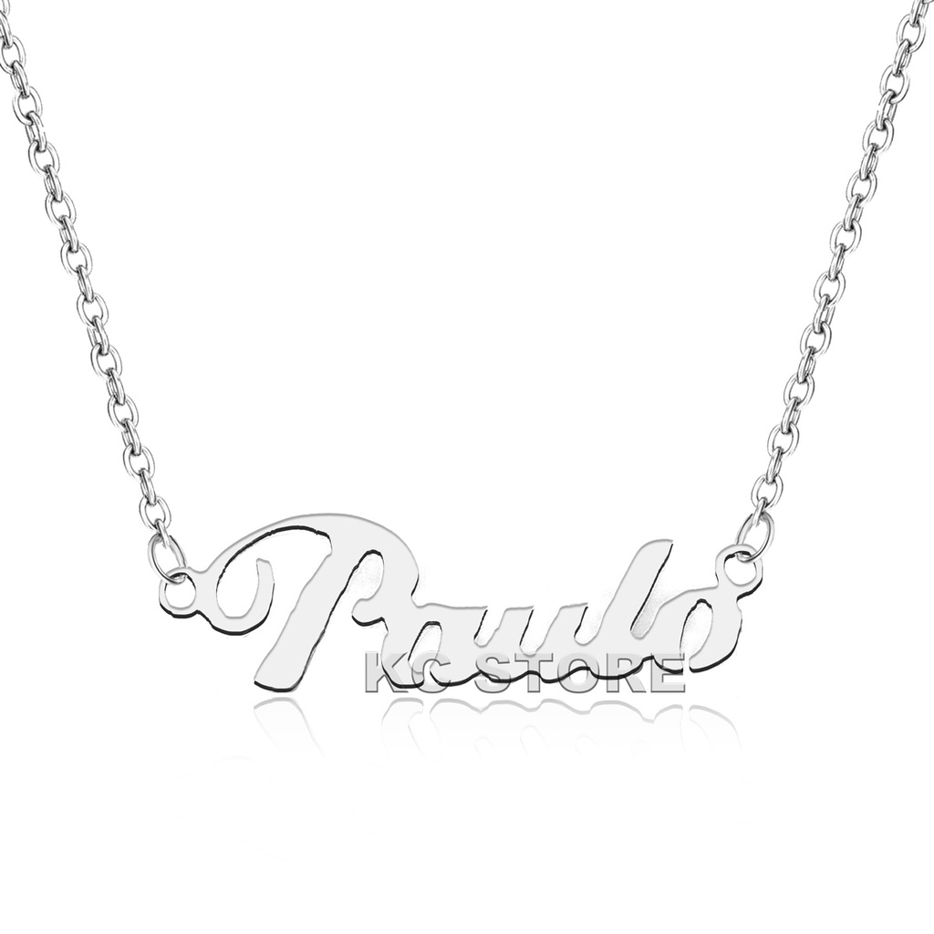 Colar de Nome Personalizado Paulo Paula em aço inox prata prateado antialérgico não ficar preto corrente feminino masculino menina adulto infantil