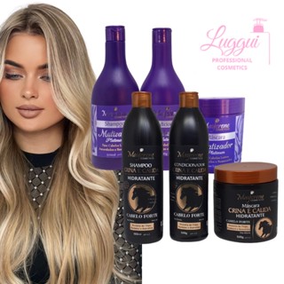 Kit Matizador Loiro + Kit Fortalecimento Capilar Crina E Cauda - 6 Produtos Maycrene