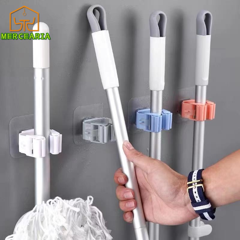 5 Pcs Gancho adesivo de vassoura Item multiuso Organizador de vassouras Sem perfuração na parede Suporte de vassoura