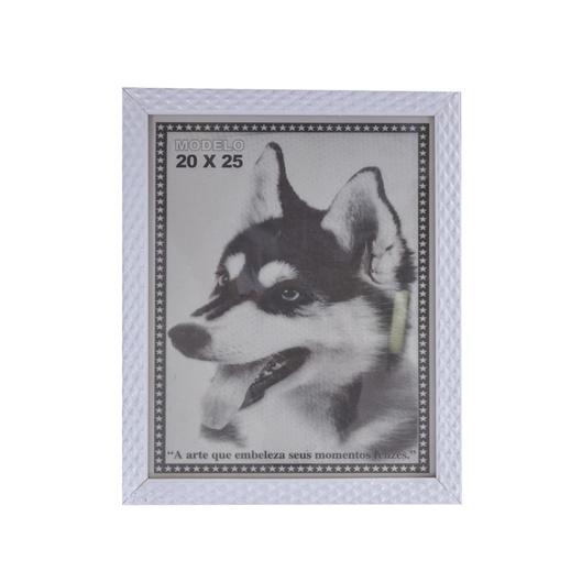 PORTA RETRATO BRANCO 20X25 VIDRO MOLDURA ALTO RELEVO