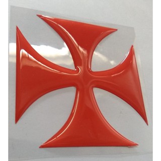 2 Adesivos Resinado Cruz de Malta Vermelha Vasco da Gama 3D Alto relevo