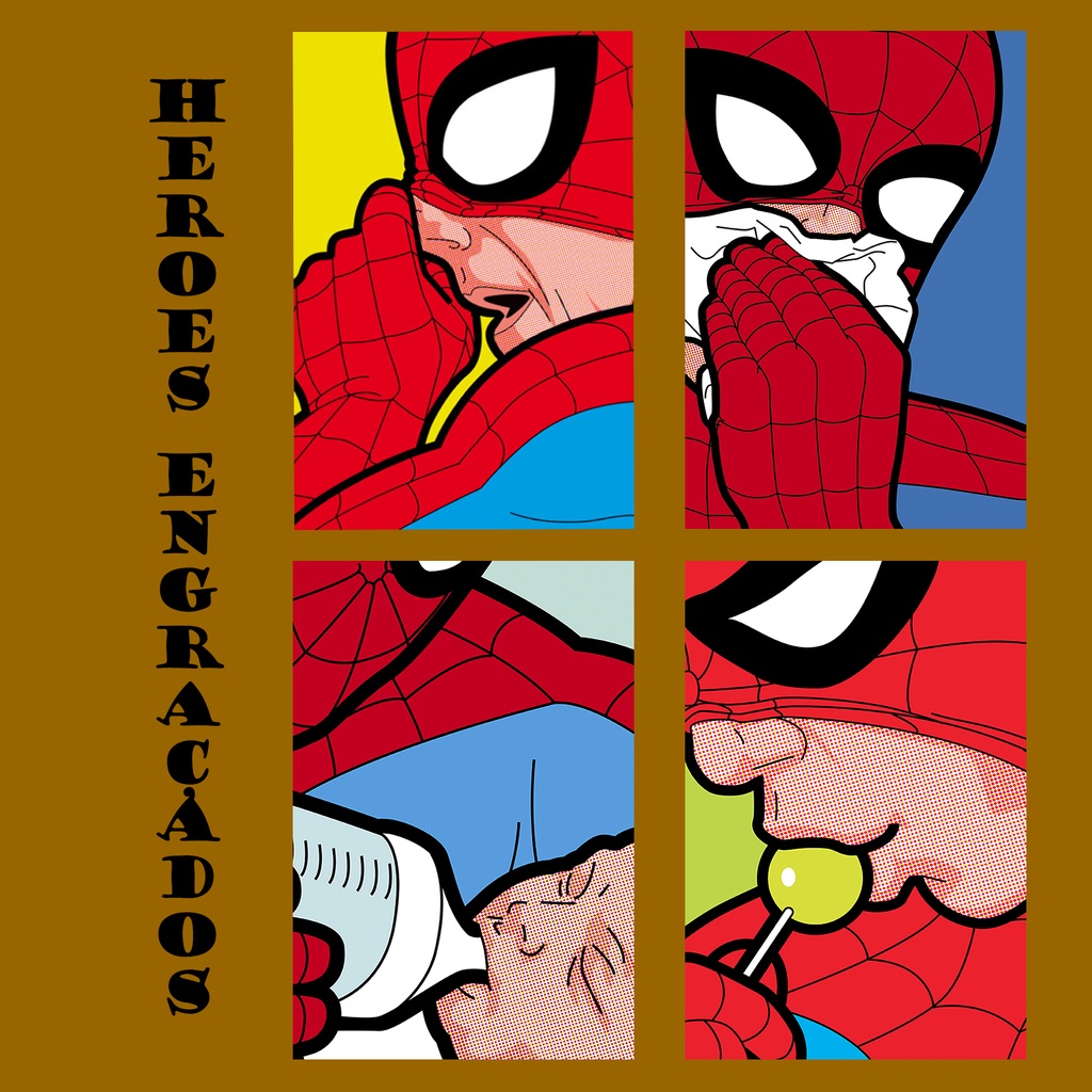 Placa Decorativas MDF - Homem Aranha- Super Man - Quadros Herois engraçados de Ferias - 13x9cm