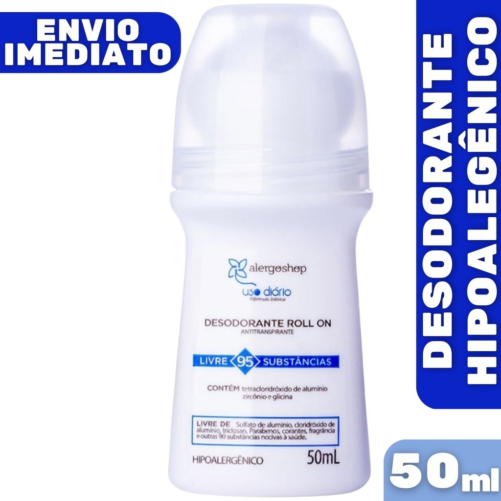 Desodorante Antitranspirante Roll-On Hipoalergênico 50ml - Alergoshop
