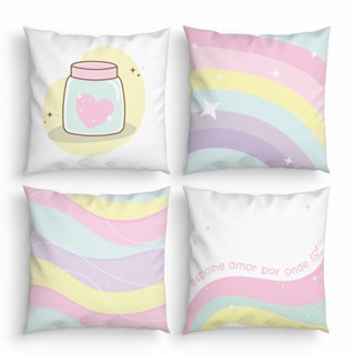 Kit 4 Capas de Almofadas Decorativas 45cm Arco Iris