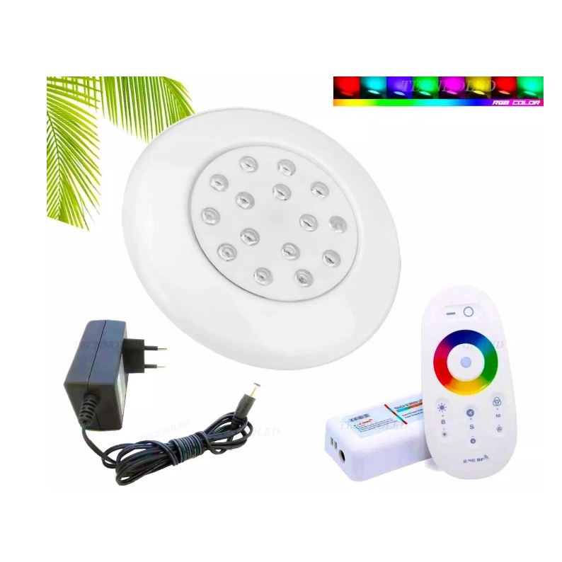 Kit 01 Spot Led 15w Rgb Piscina + Touch + Fonte Plastica 12v