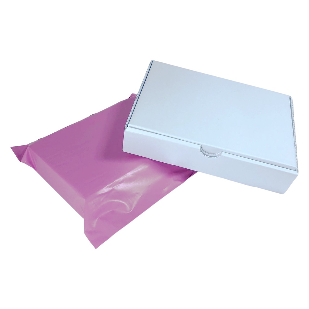 Kit 10 Caixas de Papelão Branco 16x11x3  + 10 Envelopes de Segurança Rosa Lilás 19x25 em Oferta na Shopee