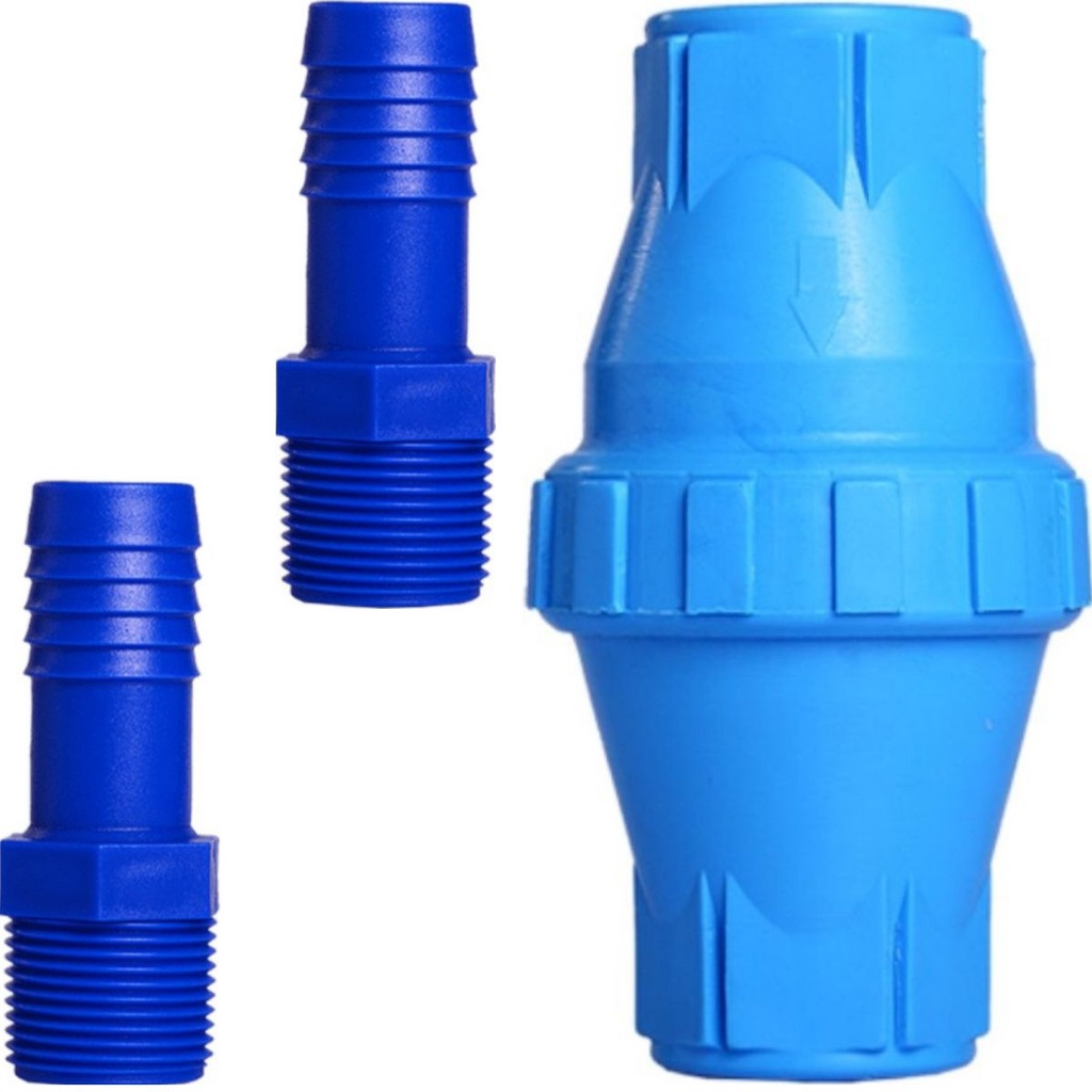 Válvula de Retenção de Agua 1.1/2 Evita o Retorno da Agua Evita Queima da Bomba Dágua Com 2 Adaptador Azul