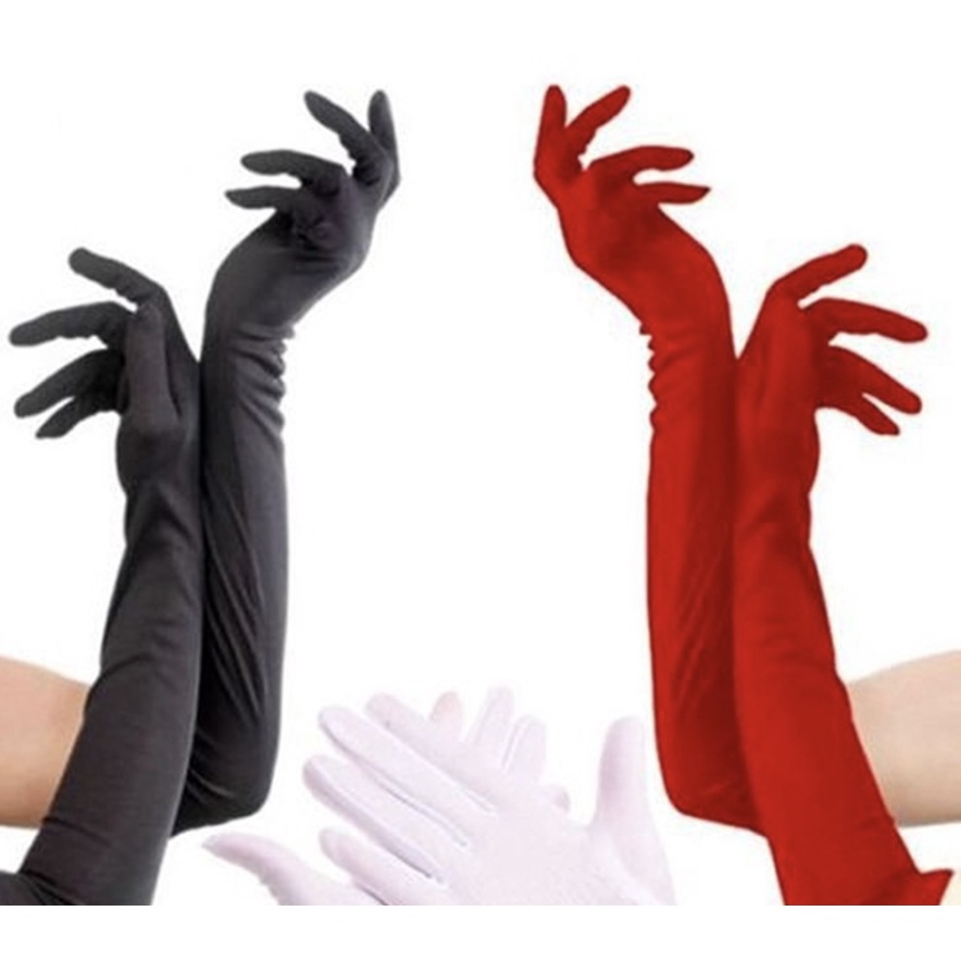 1 Par De Luva Longa / Curta para Festa Fantasia Carnaval Casamento Festas noturnas Branca/Preta/Vermelha em Oferta na Shopee