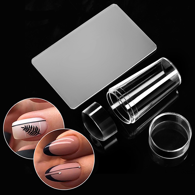 Carimbo De Unha Transparente Com Raspador 2pcs Silicone Gelatinoso Para Kit Francês De Manicure De Unhas Conjunto De Ferramentas De Estampagem De Esmalte De Arte