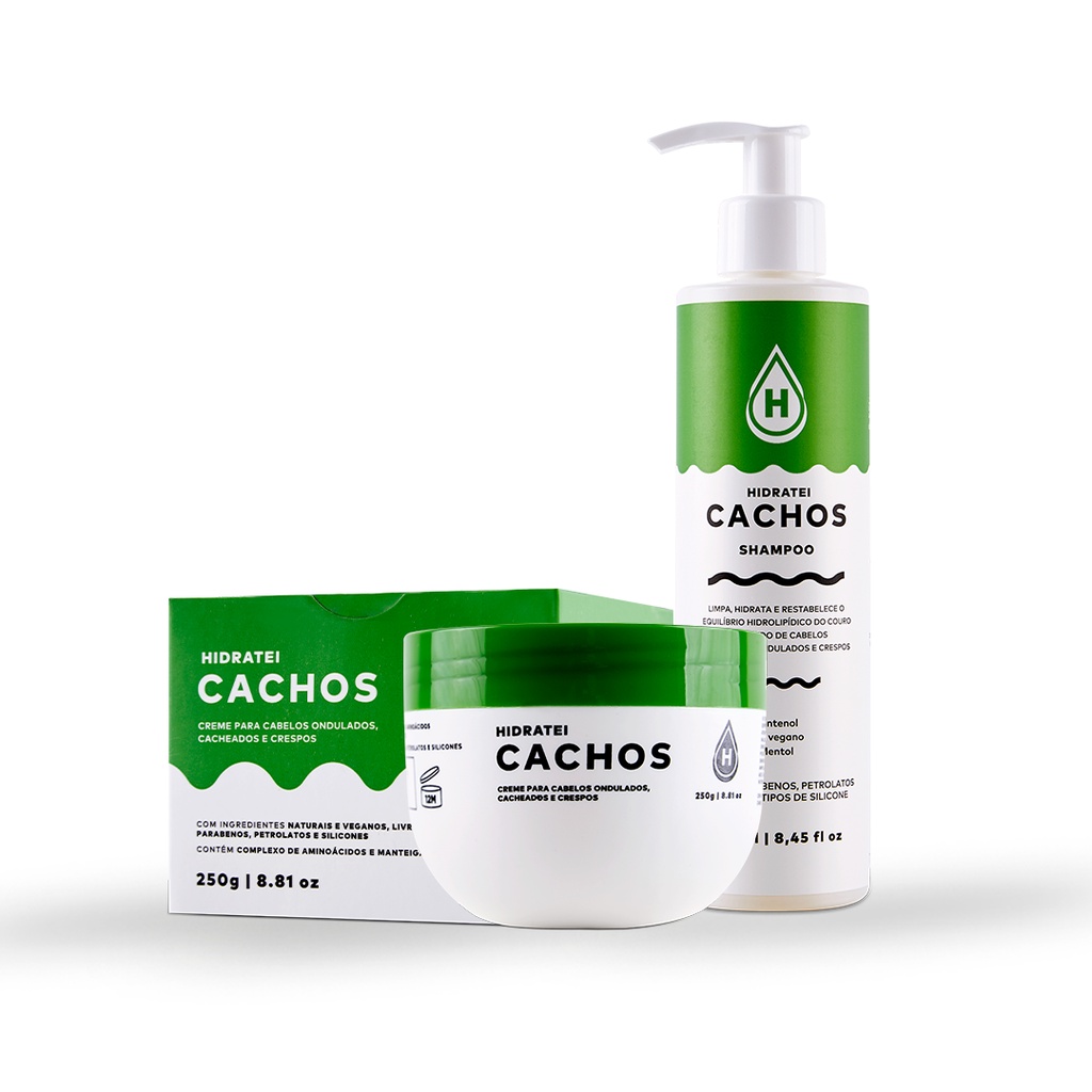Kit Cachos Hidratei Shampoo 250ml e Creme Capilar Definição e Hidratação
