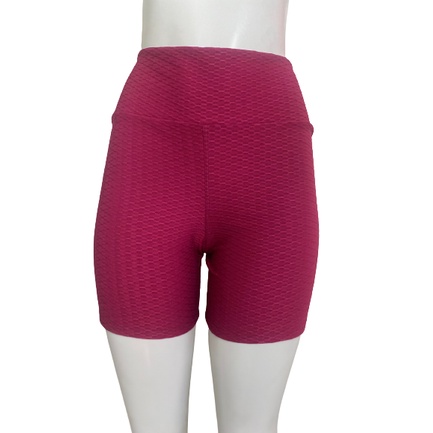 Short Fitness feminino suplex bolha  disfarça celulite bermuda meia coxa para academia /caminhada ginastica cós Alto.