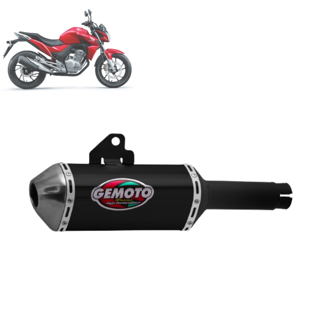Ponteira Escapamento Escape Moto Gemoto Racing 3 Trioval Cb Twister 2016 2017 2018 2019 2020 Preto em Oferta na Shopee