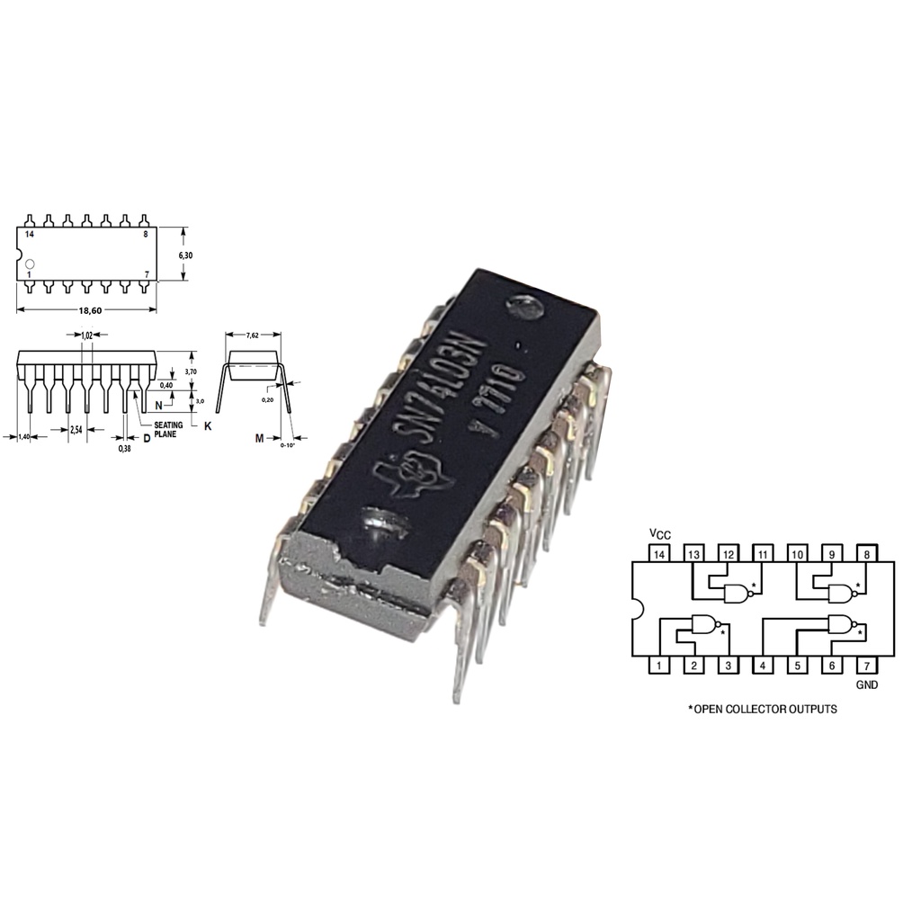 (3 Pçs) Sn74l03n 4x 2-input Nand Gate Open Colector Dip-14