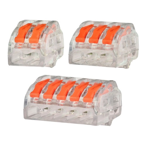 Kit 250pçs Conector Emenda Com Alavanca Borne 2, 3, 5 Fios