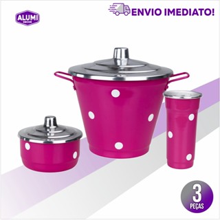 Kit De Pia Organizador de Cozinha PINK Em Alumínio Polido - POÁ - Louça Lixo Sabão Detergente