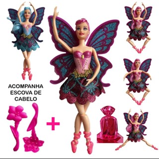 Boneca cabelo rosa infantil pronta entrega envio imediato